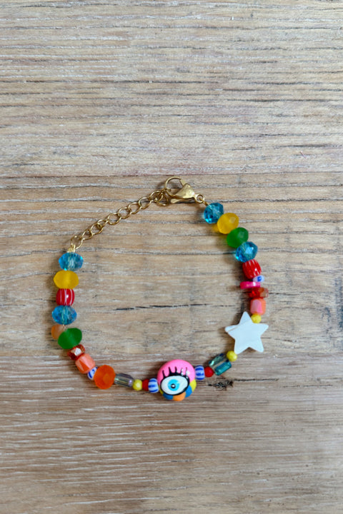 Summer rainbow eye bracelet - Pink eye