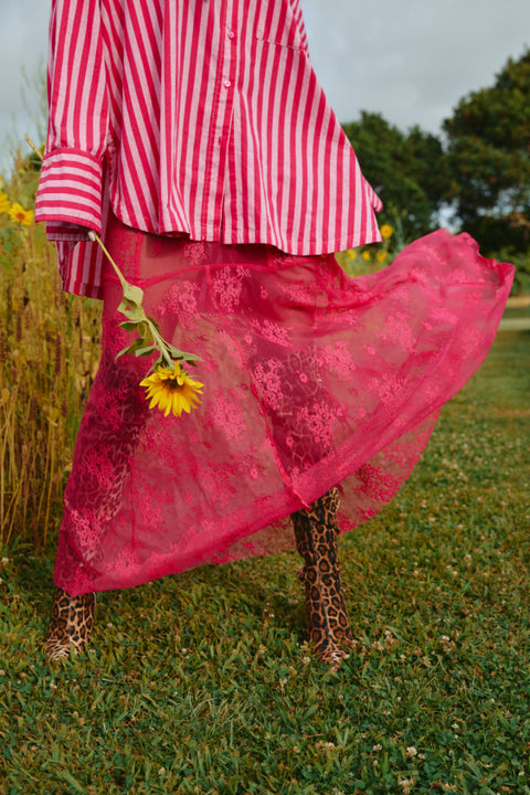 The Lace Maxi Skirt - Pink