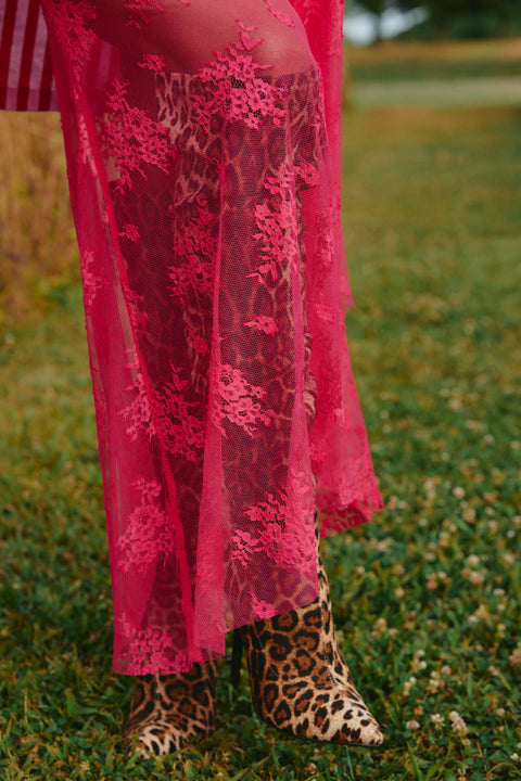 The Lace Maxi Skirt - Pink