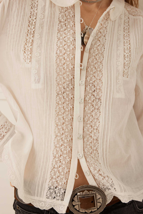 Prairie Long Sleeve Blouse - Antique White