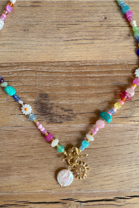 Rainbow Sun Fob Necklace