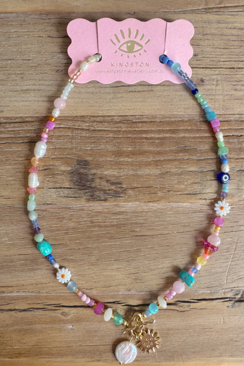 Rainbow Sun Fob Necklace