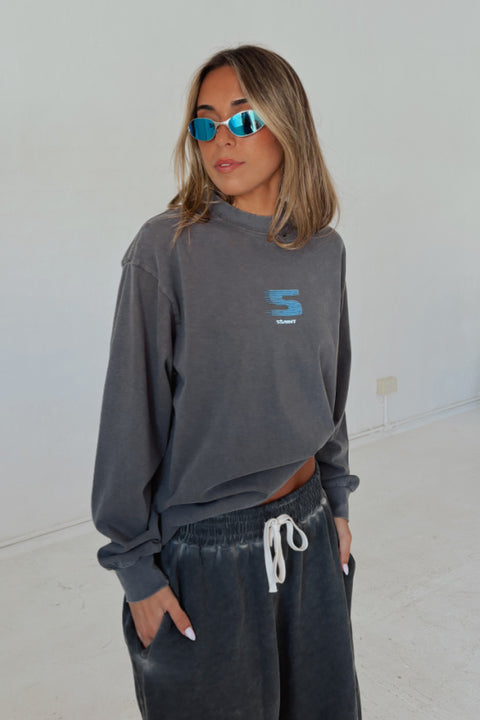 Rebel Long Sleeve Tee - Grey and Blue