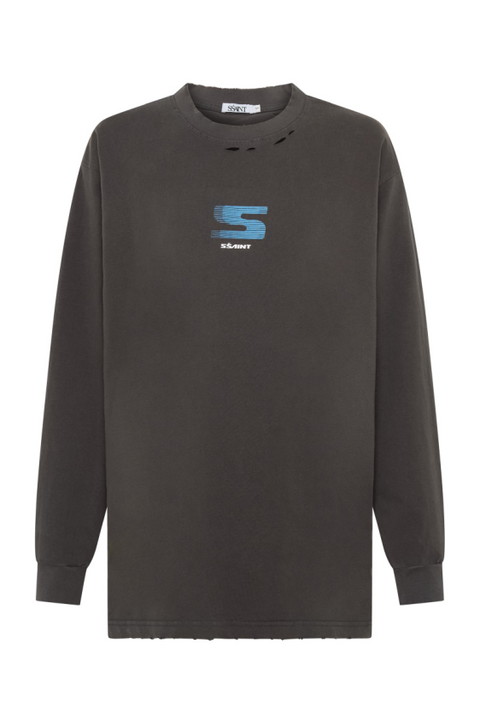 Rebel Long Sleeve Tee - Grey and Blue