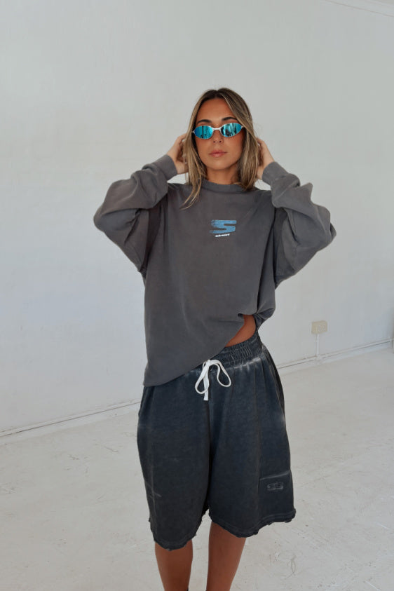 Rebel Long Sleeve Tee - Grey and Blue