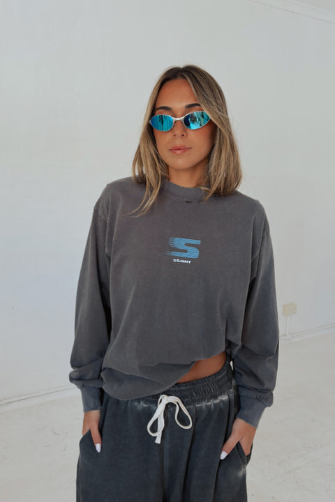 Rebel Long Sleeve Tee - Grey and Blue