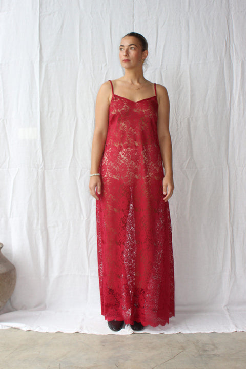 Noir Lace Maxi Slip - Red Wine