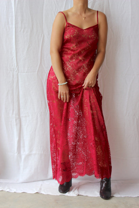 Noir Lace Maxi Slip - Red Wine