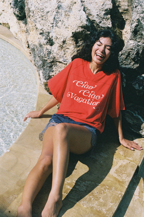 Vacay Crop Tee - Red