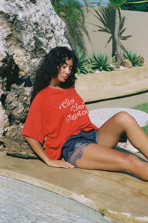 Vacay Crop Tee - Red