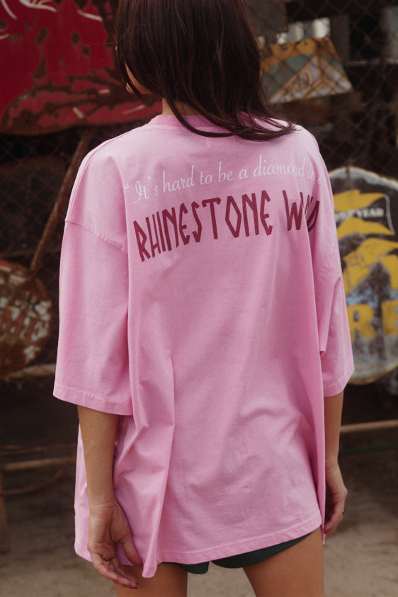 The Rhinestone Word Tee- Pink