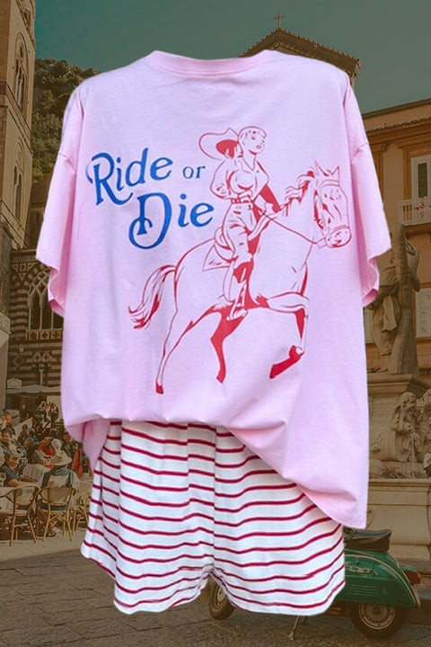 Ride or Die Short Set - Pink/Blue/Red