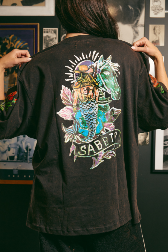 The Very Oversized Rose Tee - Black