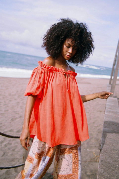 Isla Blouse - Orange Cotton
