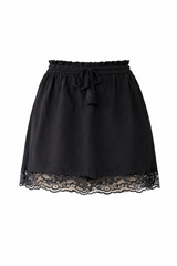 Safari Paperbag Lace Mini Skirt - Black