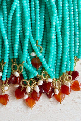 Santorini Necklace - Blue with Red Heart