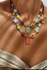 Statement Scorpion Charm Necklace with crabs + hearts - Green