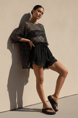 Gilded Hour Mesh Sequin - Black