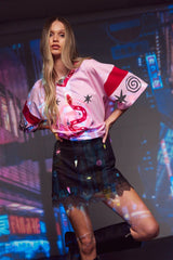 Serpent V-neck Tee - Pink