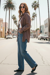 Denim Shacket - Truffle