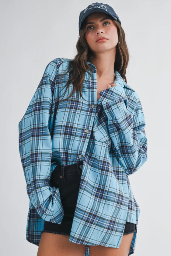 The Oversized Flannel Shirt - Skyline* PRE ORDER