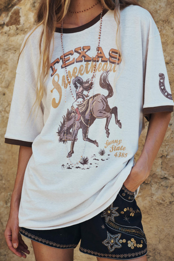 Texas Sweetheart Oversized Tee - Vintage Cream