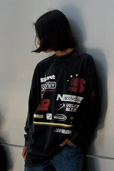 Signature Moto Longsleeve Tee -Black Acid Wash
