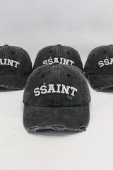 SŚAINT Logo Cap Black & Cream Acid Wash