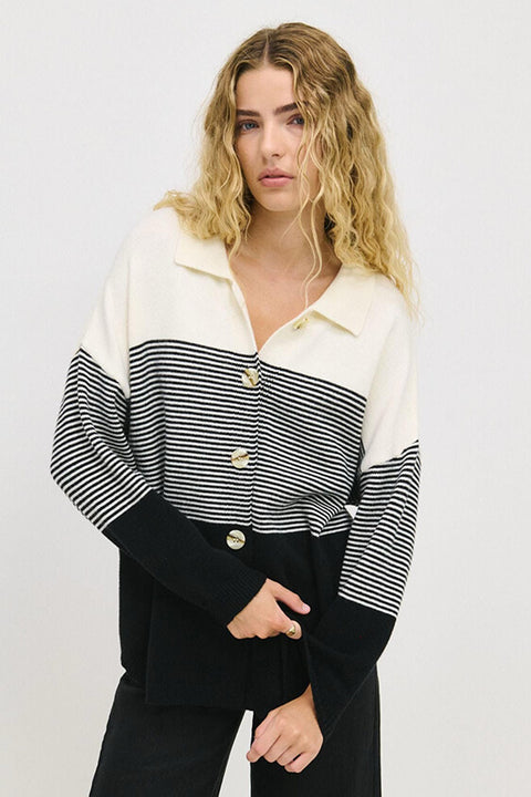 Stripe Knit Shirt - Black/White