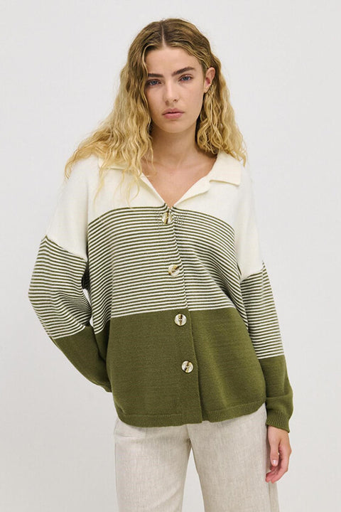 Stripe Knit Shirt - Khaki