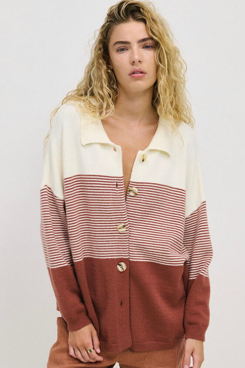 Stripe Knit Shirt - Terracotta