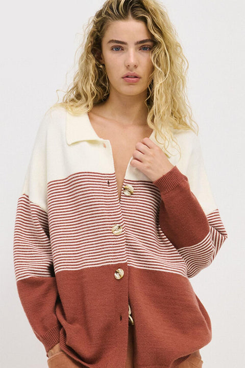 Stripe Knit Shirt - Terracotta