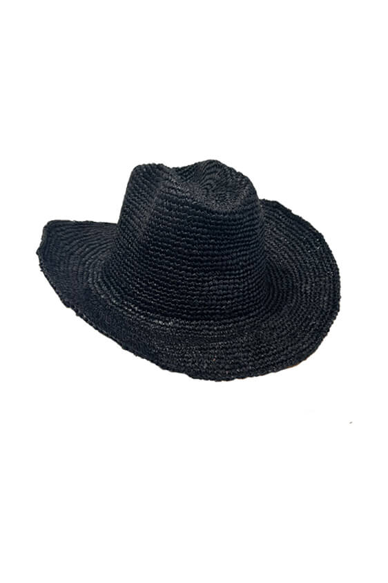 Cowboy Raffia Hat - Black