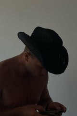 Cowboy Raffia Hat - Black