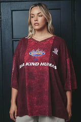 The Very Oversized Be a Kind Human Tee - Burgundy