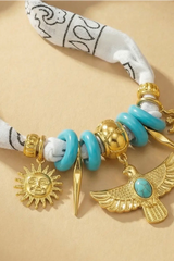Thunderbird Scarf Necklace - white/black