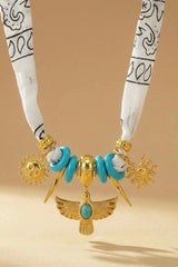 Thunderbird Scarf Necklace - white/black