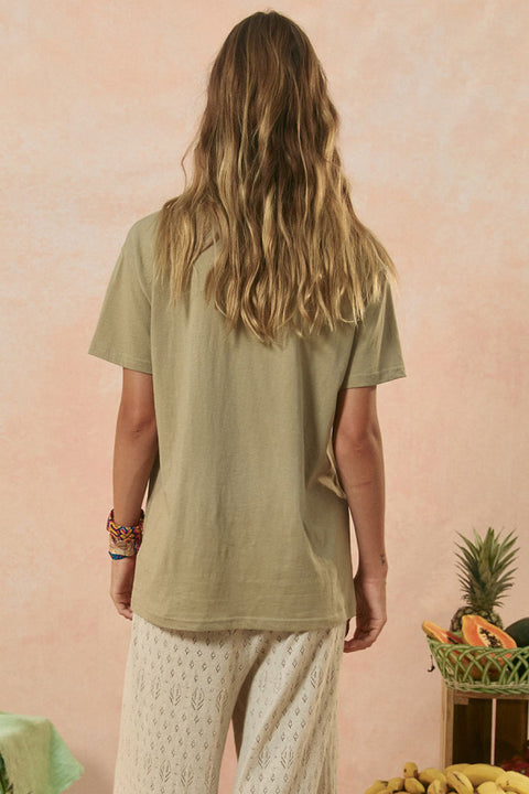 Mermaid Truckstop Biker Tee - Khaki