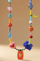 Sea Turtle StatementCharm Necklace - Orange