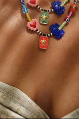 Sea Turtle StatementCharm Necklace - Orange