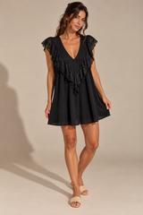 Stevie Ruffle Mini Dress - Black