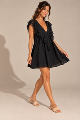 Stevie Ruffle Mini Dress - Black