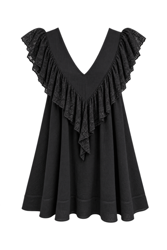 Stevie Ruffle Mini Dress - Black