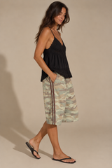 Off Duty Camo Jort - Washed Camo/Choc stripe