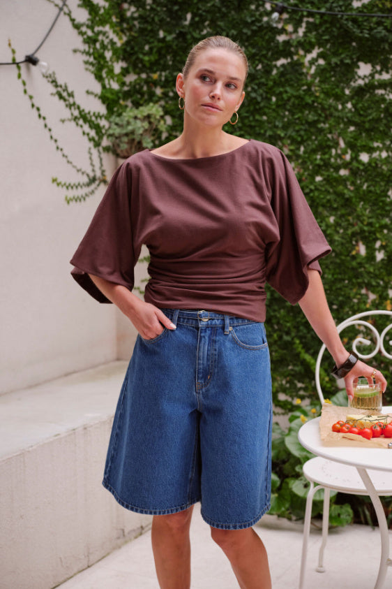 Olive Belted Denim Short - Fresh Indigo