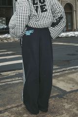 Be Happy Wide Leg Sweat Pants - Gingham