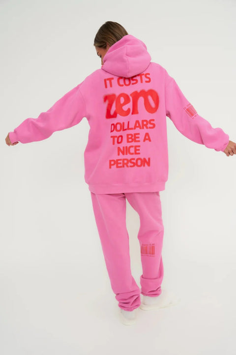It Costs $0.00 To Be A Nice Person Hoodie - Pink