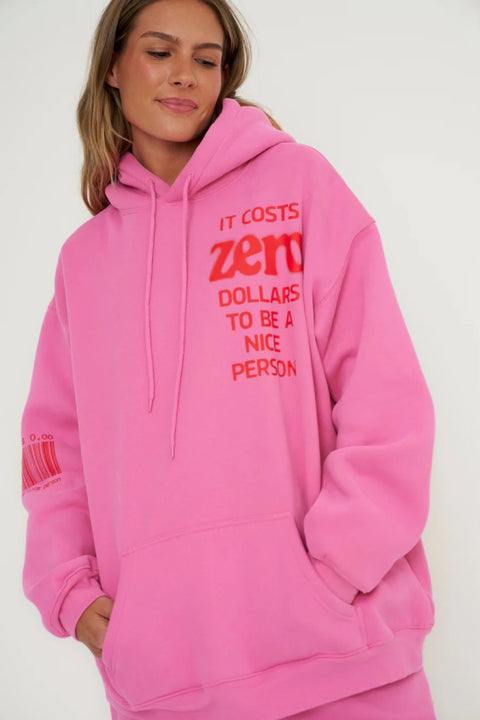 It Costs $0.00 To Be A Nice Person Hoodie - Pink