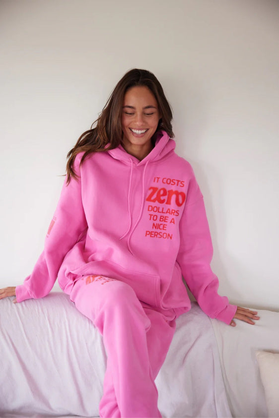 It Costs $0.00 To Be A Nice Person Hoodie - Pink