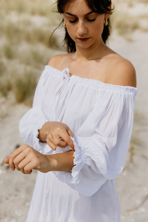 Noosa Off The Shoulder Tunic - White